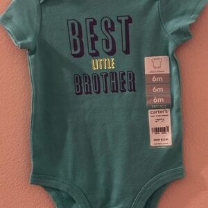 NWT Carter's Green/Blue. Best Little Brother' Onesie